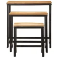 Tables d'appoint gigognes 3 pcs bois de manguier massif brut