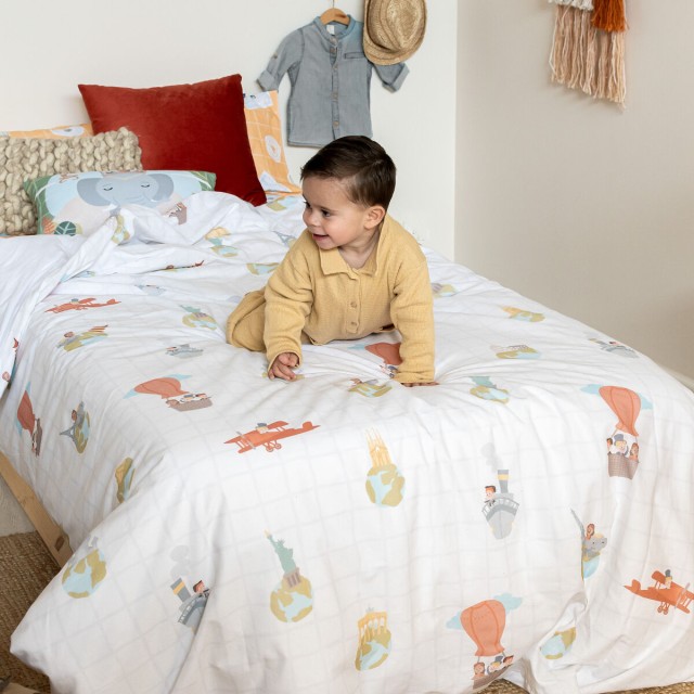 Set di copripiumino HappyFriday Mr Fox World trip Multicolore Singolo