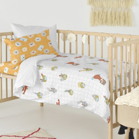 Duvet cover set HappyFriday Mr Fox World trip Multicolour Baby Crib 2