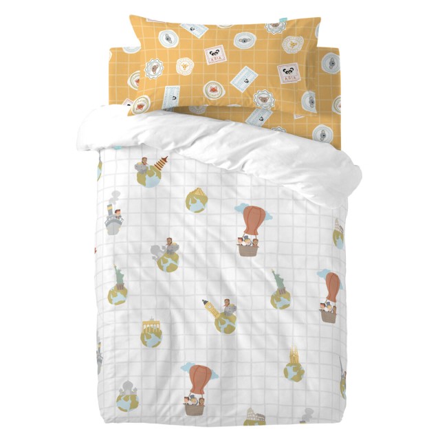 Duvet cover set HappyFriday Mr Fox World trip Multicolour Baby Crib 2