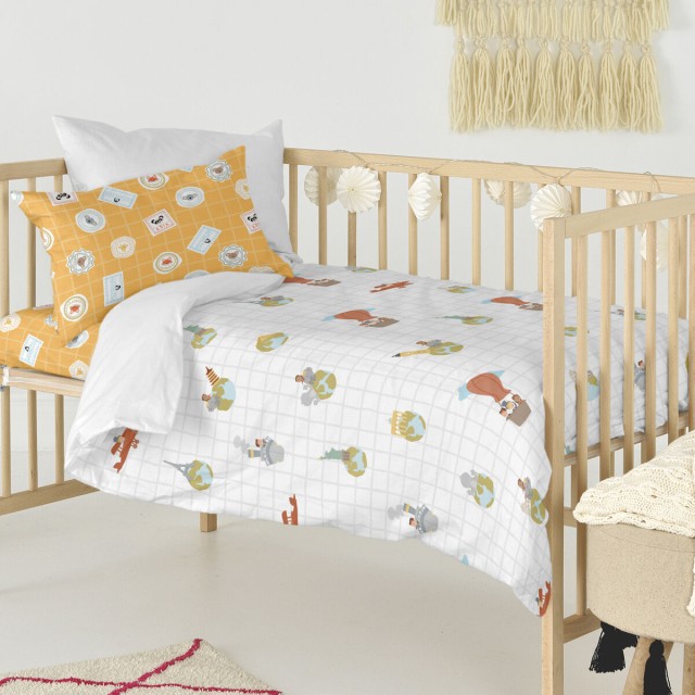 Duvet cover set HappyFriday Mr Fox World trip Multicolour Baby Crib 2