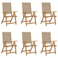 Chaises pliables de jardin lot de 6 bois d'acacia et textilène