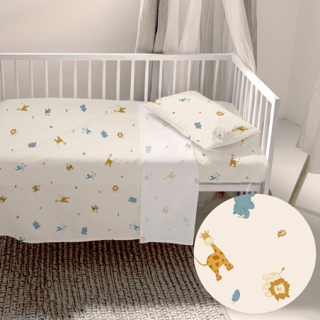 Jeu de draps HappyFriday HF Mini Animals Multicouleur Lit de bébé 2