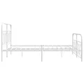 Cadre de lit métal sans matelas et pied de lit blanc 135x190 cm