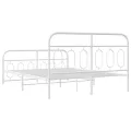 Cadre de lit métal sans matelas et pied de lit blanc 135x190 cm