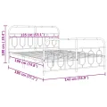Cadre de lit métal sans matelas et pied de lit blanc 135x190 cm
