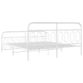 Cadre de lit métal sans matelas et pied de lit blanc 180x200 cm