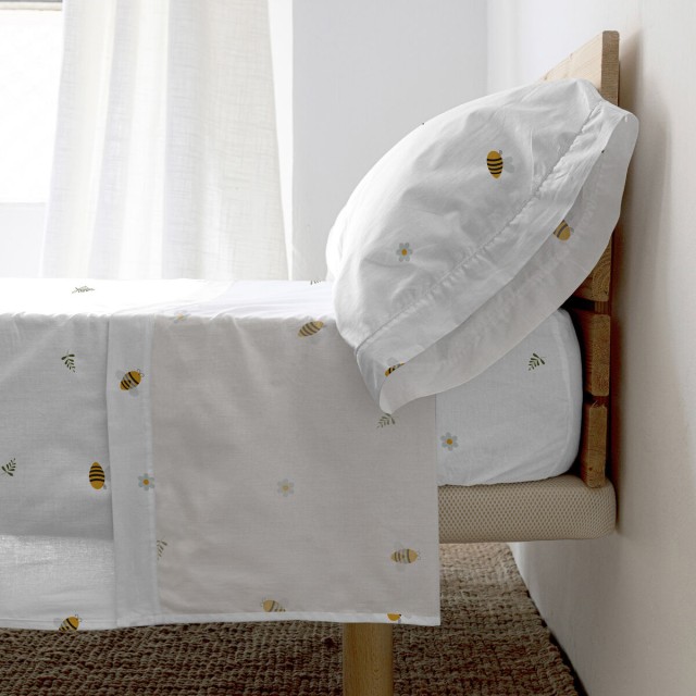 Juego de Sábanas HappyFriday HF Mini Honey Multicolor Cama de 105 2 P