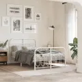 Cadre de lit métal sans matelas et pied de lit blanc 120x190 cm