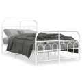 Cadre de lit métal sans matelas et pied de lit blanc 120x190 cm