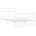 Cadre de lit métal sans matelas et pied de lit blanc 120x190 cm