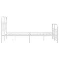 Cadre de lit métal sans matelas et pied de lit blanc 120x190 cm