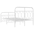 Cadre de lit métal sans matelas et pied de lit blanc 120x190 cm