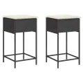 Tabourets de bar jardin coussins lot de 2 noir résine tressée