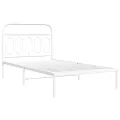 Cadre de lit métal sans matelas et tête de lit blanc 107x203 cm