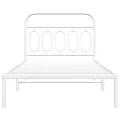 Cadre de lit métal sans matelas et tête de lit blanc 107x203 cm