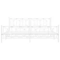 Cadre de lit métal sans matelas et pied de lit blanc 193x203 cm