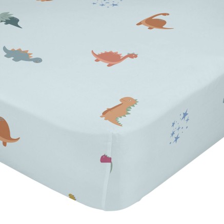 Drap housse HappyFriday Mini dinosaur Bleu Multicouleur 70 x 140 x 14