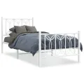 Cadre de lit métal sans matelas avec pied de lit blanc 90x190cm