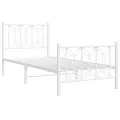Cadre de lit métal sans matelas avec pied de lit blanc 90x190cm
