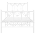 Cadre de lit métal sans matelas avec pied de lit blanc 90x190cm