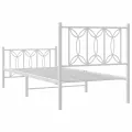 Cadre de lit métal sans matelas avec pied de lit blanc 90x190cm