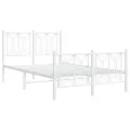 Cadre de lit métal sans matelas et pied de lit blanc 120x200 cm