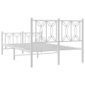 Cadre de lit métal sans matelas et pied de lit blanc 120x200 cm