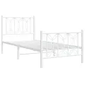 Cadre de lit métal sans matelas avec pied de lit blanc 75x190cm