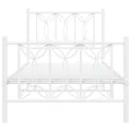 Cadre de lit métal sans matelas avec pied de lit blanc 75x190cm