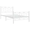 Cadre de lit métal sans matelas et pied de lit blanc 107x203 cm