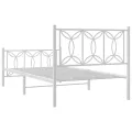 Cadre de lit métal sans matelas et pied de lit blanc 107x203 cm