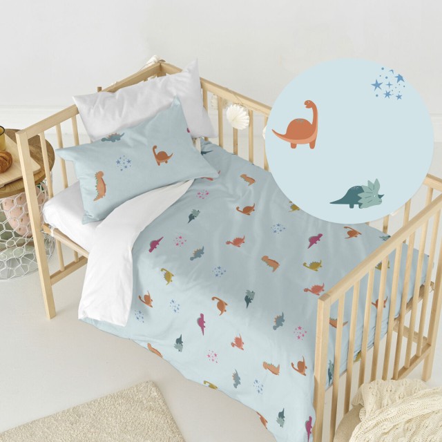 Duvet cover set HappyFriday Mini dinosaur Multicolour Baby Crib 2 Piec