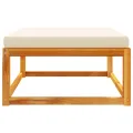 Repose-pied de jardin avec coussins bois massif d'acacia