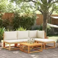 Canapé de jardin sans accoudoirs coussins bois massif d'acacia