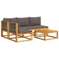 Salon de jardin avec coussins 5 pcs Bois d'acacia solide