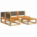Salon de jardin avec coussins 5 pcs Bois d'acacia solide
