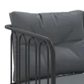 Canapé de jardin avec coussins forme de L noir acier textilène