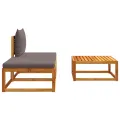 Salon de jardin avec coussins 3 pcs bois massif d'acacia