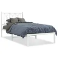 Cadre de lit métal sans matelas avec tête de lit blanc 90x200cm