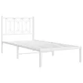 Cadre de lit métal sans matelas avec tête de lit blanc 90x200cm