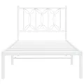 Cadre de lit métal sans matelas avec tête de lit blanc 90x200cm