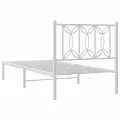 Cadre de lit métal sans matelas avec tête de lit blanc 90x200cm