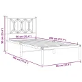 Cadre de lit métal sans matelas avec tête de lit blanc 90x200cm