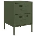 Table de chevet vert olive 36x39x50,5 cm acier