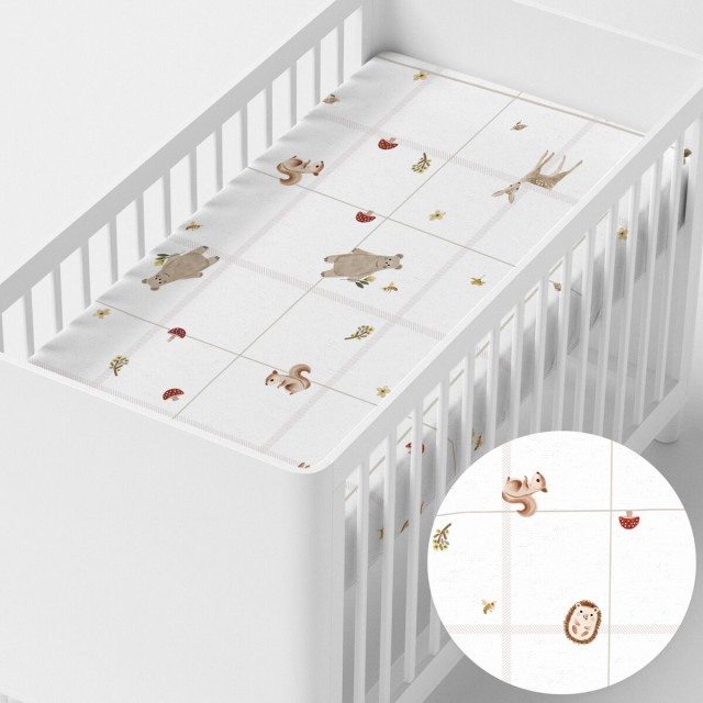 Lenzuolo con angoli HappyFriday MINI Bianco Multicolore 60 x 120 x 14