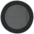 Canapé de jardin table coussins demi-rond noir résine tressée