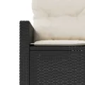 Canapé de jardin table coussins demi-rond noir résine tressée