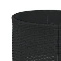 Canapé de jardin table coussins demi-rond noir résine tressée