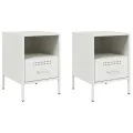 Tables de chevet 2 pcs blanc 36x39x50,5 cm acier